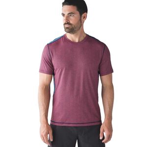 Lululemon Men's Suns Out Short Sleeve Red and Blue UPF 50+ Shirt Size XL